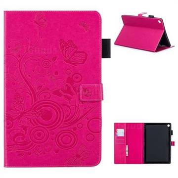 Intricate Embossing Butterfly Circle Leather Wallet Case for Huawei MediaPad M5 10 / M5 10 inch (Pro) - Red