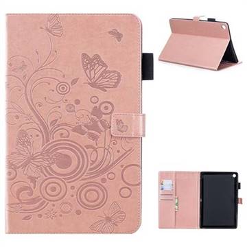 Intricate Embossing Butterfly Circle Leather Wallet Case for Huawei MediaPad M5 10 / M5 10 inch (Pro) - Rose Gold