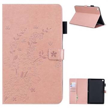 Intricate Embossing Plum Blossom Leather Wallet Case for Huawei MediaPad M5 10 / M5 10 inch (Pro) - Rose Gold