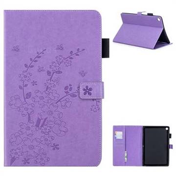 Intricate Embossing Plum Blossom Leather Wallet Case for Huawei MediaPad M5 10 / M5 10 inch (Pro) - Purple