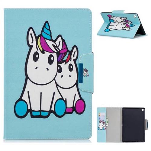 Couple Unicorn Folio Flip Stand Leather Wallet Case for Huawei MediaPad M5 10 / M5 10 inch (Pro)