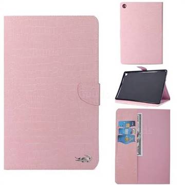 Retro Crocodile Tablet Leather Wallet Flip Cover for Huawei MediaPad M5 10 / M5 10 inch (Pro) - Pink