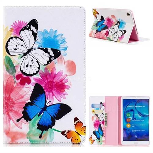 Vivid Flying Butterflies Folio Stand Leather Wallet Case for Huawei MediaPad M5 8 inch