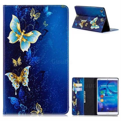 Golden Butterflies Folio Stand Leather Wallet Case for Huawei MediaPad M5 8 inch