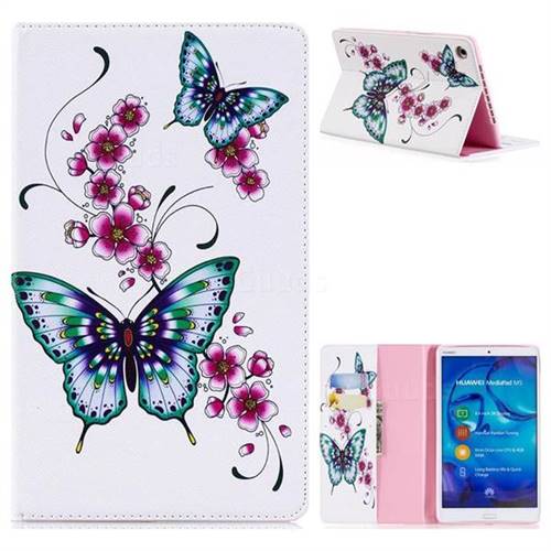 Peach Butterfly Folio Stand Leather Wallet Case for Huawei MediaPad M5 8 inch