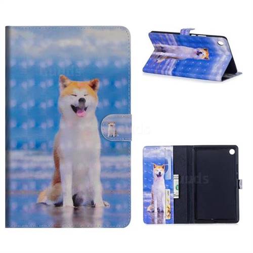 Smiley Shiba Inu 3D Painted Leather Tablet Wallet Case for Huawei MediaPad M5 8 inch