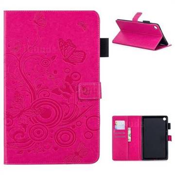Intricate Embossing Butterfly Circle Leather Wallet Case for Huawei MediaPad M5 8 inch - Red