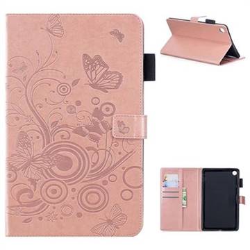 Intricate Embossing Butterfly Circle Leather Wallet Case for Huawei MediaPad M5 8 inch - Rose Gold