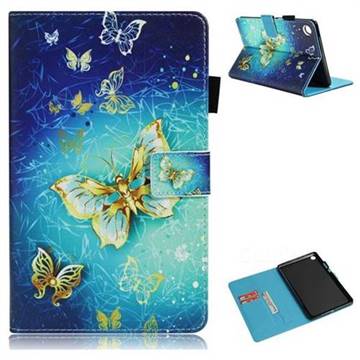Gold Butterfly Folio Stand Leather Wallet Case for Huawei MediaPad M5 8 inch