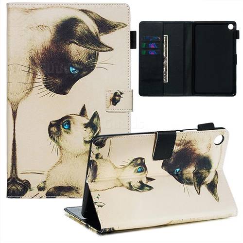 Cat Confrontation Matte Leather Wallet Tablet Case for Huawei MediaPad M5 8 inch