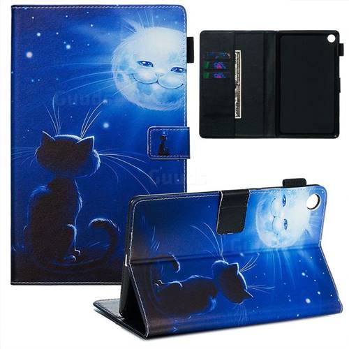 Cat and Moon Matte Leather Wallet Tablet Case for Huawei MediaPad M5 8 inch