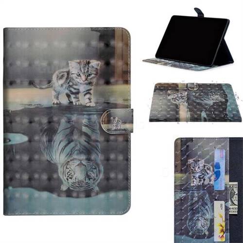Tiger and Cat 3D Painted Leather Tablet Wallet Case for Huawei MediaPad M5 Lite(10.1 inch)