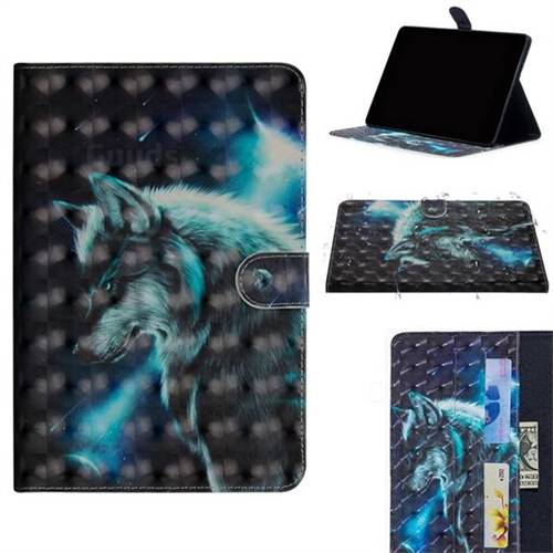 Snow Wolf 3D Painted Leather Tablet Wallet Case for Huawei MediaPad M5 Lite(10.1 inch)