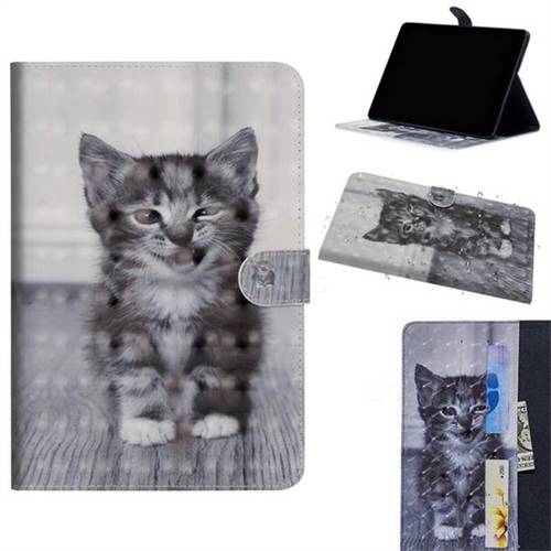Smiling Cat 3D Painted Leather Tablet Wallet Case for Huawei MediaPad M5 Lite(10.1 inch)