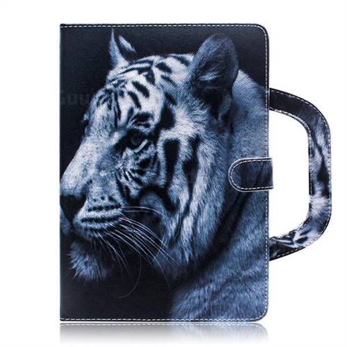 White Tiger Handbag Tablet Leather Wallet Flip Cover for Huawei MediaPad M5  Lite(10.1 inch)