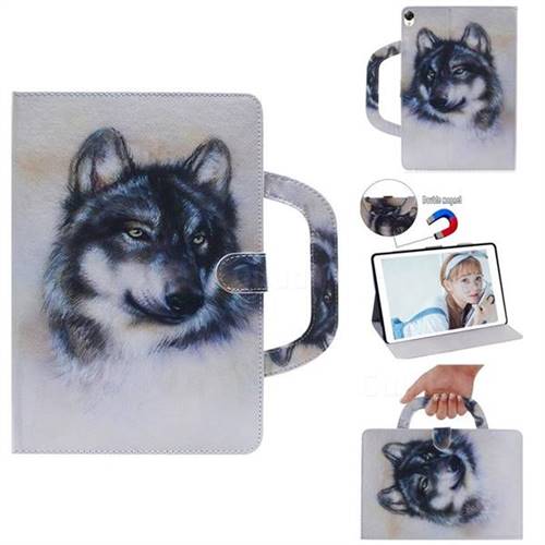 Snow Wolf Handbag Tablet Leather Wallet Flip Cover for Huawei MediaPad M6 8.4 inch