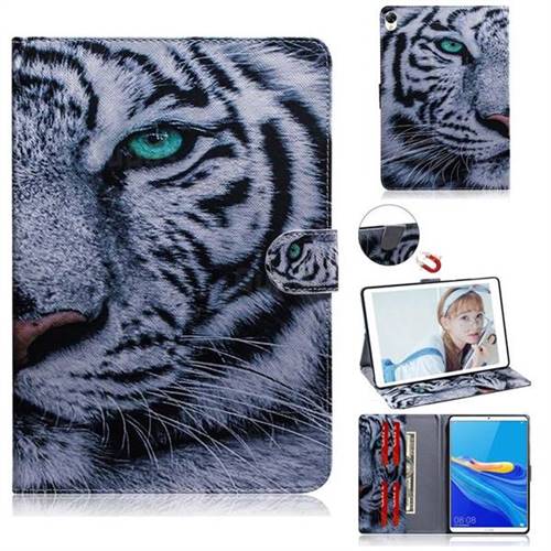 White Tiger Painting Tablet Leather Wallet Flip Cover for Huawei MediaPad M6 8.4 inch