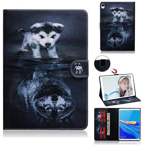 Wolf and Dog Painting Tablet Leather Wallet Flip Cover for Huawei MediaPad M6 8.4 inch