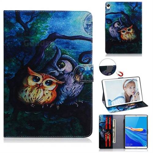 Oil Painting Owl Painting Tablet Leather Wallet Flip Cover for Huawei MediaPad M6 8.4 inch