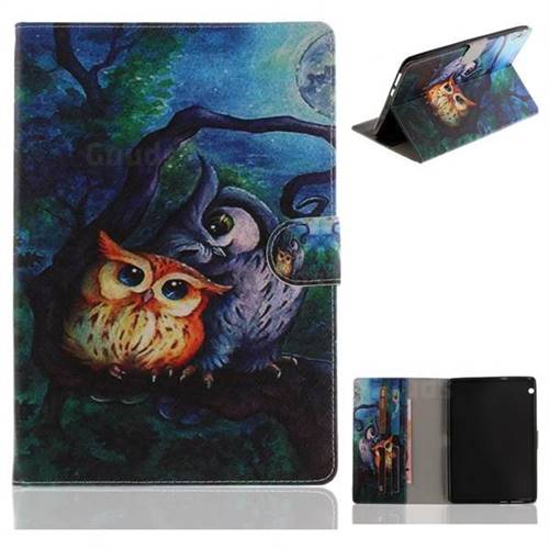 Oil Painting Owl Painting Tablet Leather Wallet Flip Cover for Huawei MediaPad T3 10