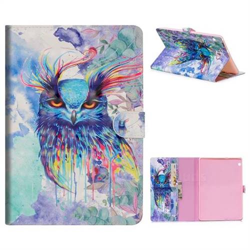 Watercolor Owl 3D Painted Leather Tablet Wallet Case for Huawei MediaPad T3 10