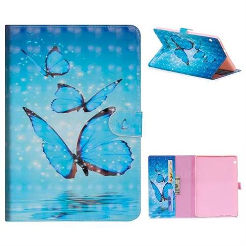 Blue Sea Butterflies 3D Painted Leather Tablet Wallet Case for Huawei MediaPad T3 10