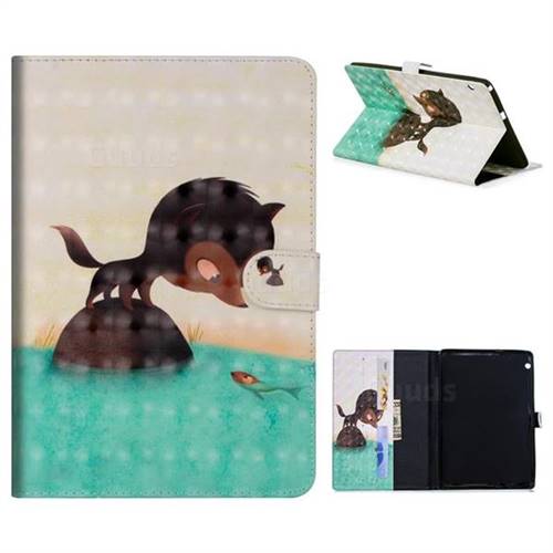 Fox Catching Fish 3D Painted Leather Tablet Wallet Case for Huawei MediaPad T3 10