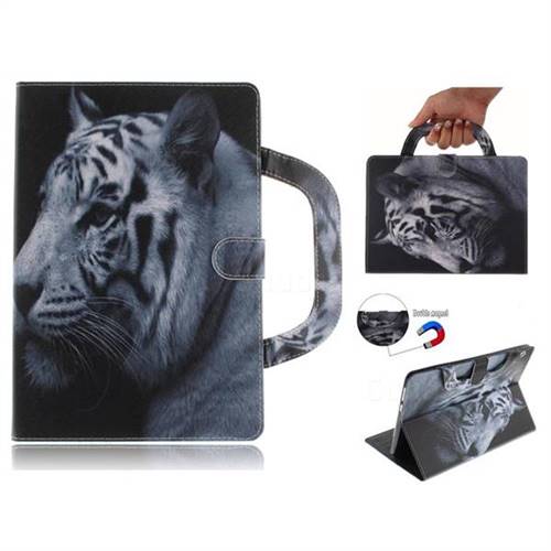 White Tiger Handbag Tablet Leather Wallet Flip Cover for Huawei MediaPad T3 10
