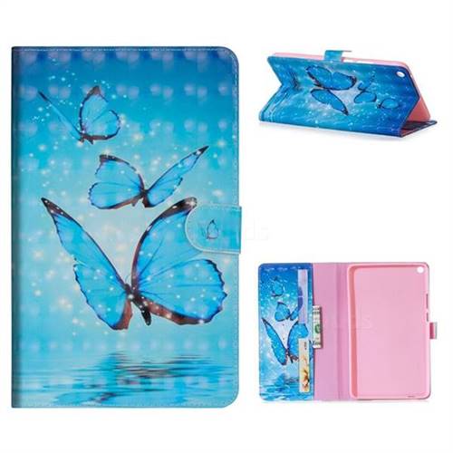 Blue Sea Butterflies 3D Painted Leather Tablet Wallet Case for Huawei MediaPad T3 8.0