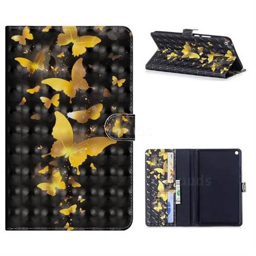 Golden Butterfly 3D Painted Leather Tablet Wallet Case for Huawei MediaPad T3 8.0