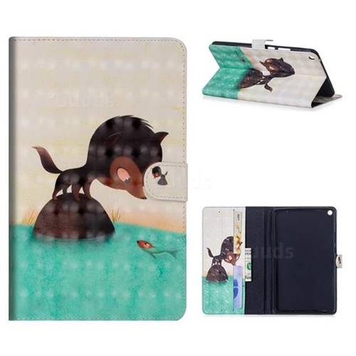 Fox Catching Fish 3D Painted Leather Tablet Wallet Case for Huawei MediaPad T3 8.0