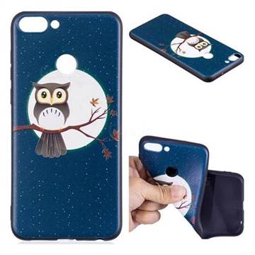 Moon and Owl 3D Embossed Relief Black Soft Back Cover for Huawei P Smart(Enjoy 7S)