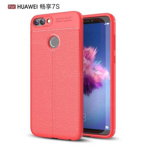 Luxury Auto Focus Litchi Texture Silicone TPU Back Cover for Huawei P Smart(Enjoy 7S) - Red