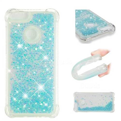 Dynamic Liquid Glitter Sand Quicksand TPU Case for Huawei P Smart(Enjoy 7S) - Silver Blue Star
