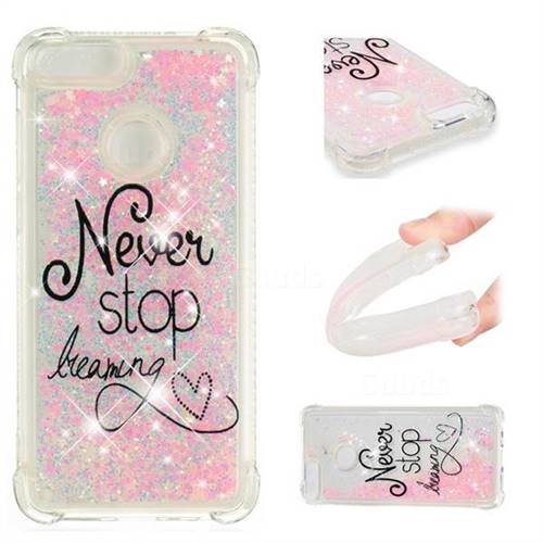 Never Stop Dreaming Dynamic Liquid Glitter Sand Quicksand Star TPU Case for Huawei P Smart(Enjoy 7S)