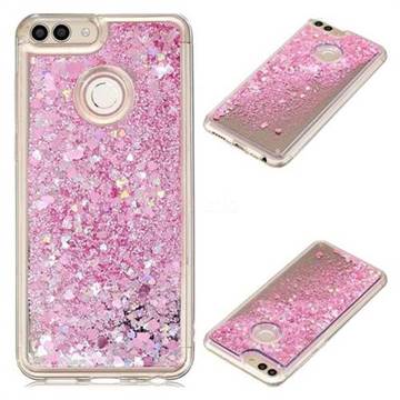 Glitter Sand Mirror Quicksand Dynamic Liquid Star TPU Case for Huawei P Smart(Enjoy 7S) - Cherry Pink