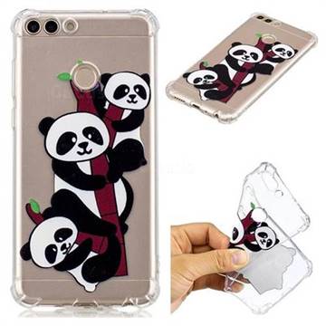 Three Pandas Anti-fall Clear Varnish Soft TPU Back Cover for Huawei P Smart(Enjoy 7S)