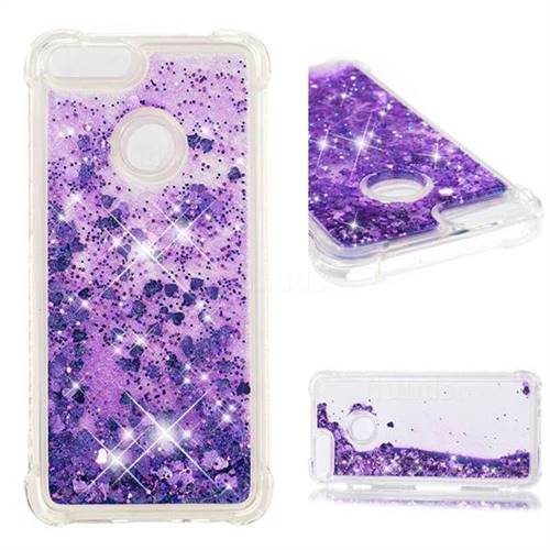 Dynamic Liquid Glitter Sand Quicksand Star TPU Case for Huawei P Smart(Enjoy 7S) - Purple