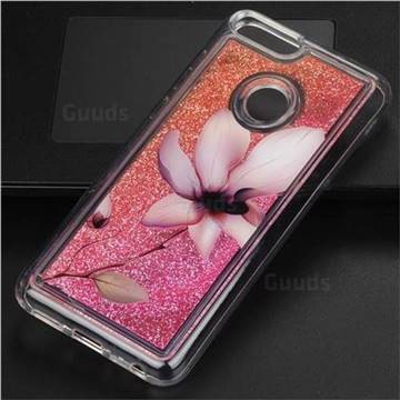 Lotus Glassy Glitter Quicksand Dynamic Liquid Soft Phone Case for Huawei P Smart(Enjoy 7S)