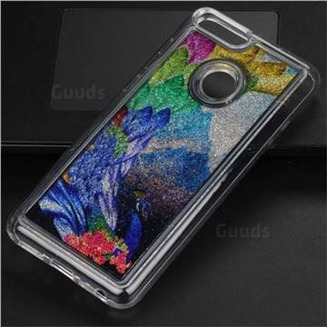 Phoenix Glassy Glitter Quicksand Dynamic Liquid Soft Phone Case for Huawei P Smart(Enjoy 7S)
