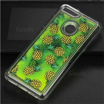 Pineapple Glassy Glitter Quicksand Dynamic Liquid Soft Phone Case for Huawei P Smart(Enjoy 7S)