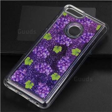 Purple Grape Glassy Glitter Quicksand Dynamic Liquid Soft Phone Case for Huawei P Smart(Enjoy 7S)