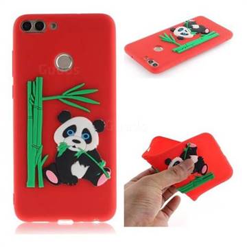 Panda Eating Bamboo Soft 3D Silicone Case for Huawei P Smart(Enjoy 7S) - Red