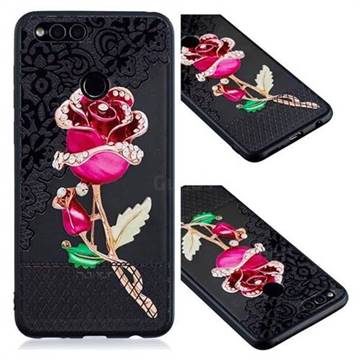 Rose Lace Diamond Flower Soft TPU Back Cover for Huawei P Smart(Enjoy 7S)