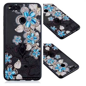 Lilac Lace Diamond Flower Soft TPU Back Cover for Huawei P Smart(Enjoy 7S)