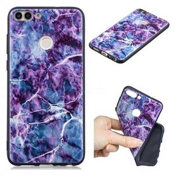 Marble 3D Embossed Relief Black TPU Cell Phone Back Cover for Huawei P Smart(Enjoy 7S)