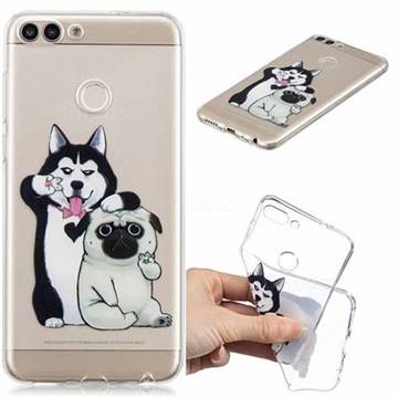 Selfie Dog Clear Varnish Soft Phone Back Cover for Huawei P Smart(Enjoy 7S)