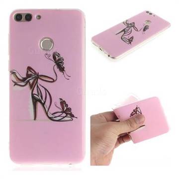 Butterfly High Heels IMD Soft TPU Cell Phone Back Cover for Huawei P Smart(Enjoy 7S)