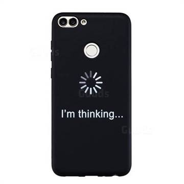 Thinking Stick Figure Matte Black TPU Phone Cover for Huawei P Smart(Enjoy 7S)