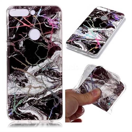 White Black Marble Pattern Bright Color Laser Soft TPU Case for Huawei P Smart(Enjoy 7S)